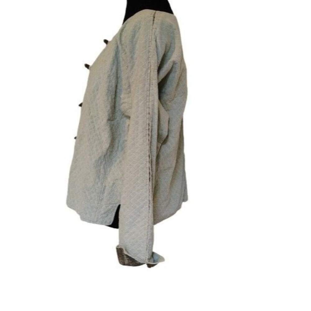 Artisan Reversible Quilted Jacket Wooden Toggle Button Openwork Seam Top L XL - Picture 7 of 16